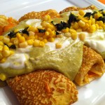 Chicken Stuffed Crêpes with Poblano Sauce