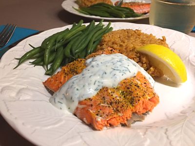 Baked Salmon with Dill Sauce