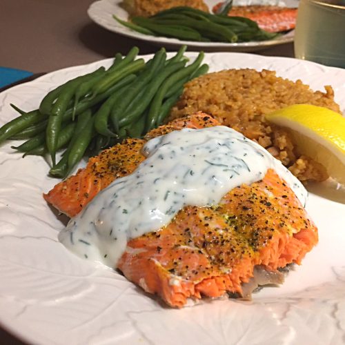 Baked Salmon with Dill Sauce