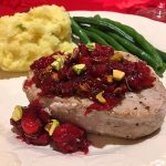 Pork Loin Chops with Cranberry & Pistachio Chutney