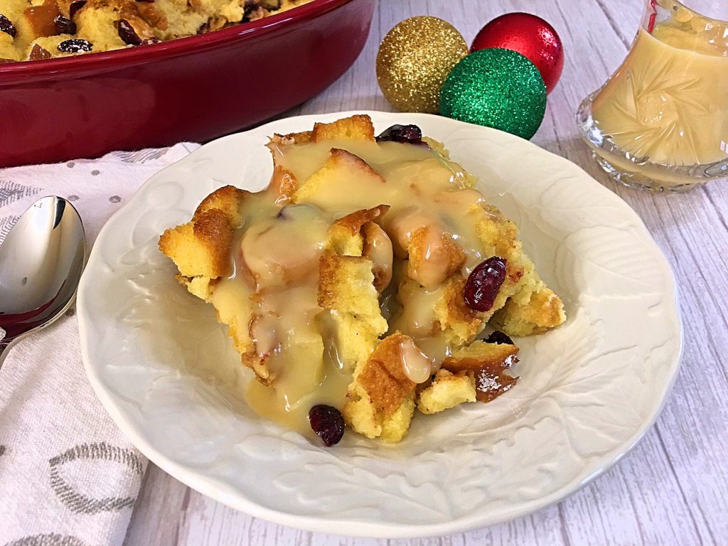 Eggnog Bread Pudding with Rum Sauce