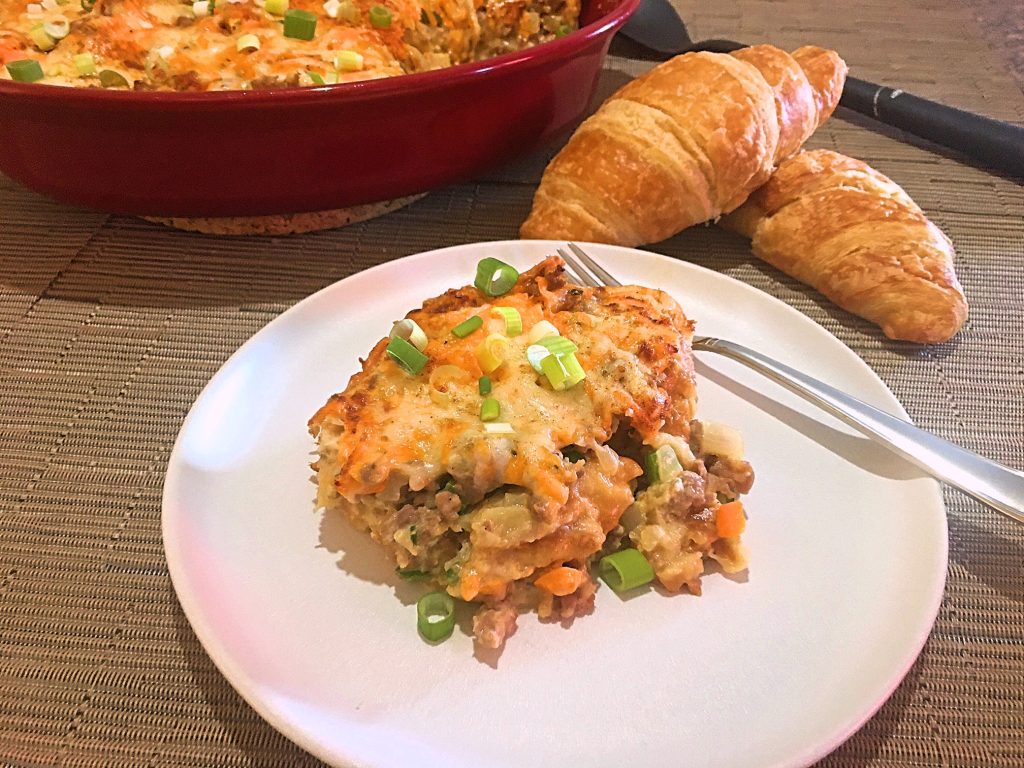 Breakfast Sausage Croissant Casserole