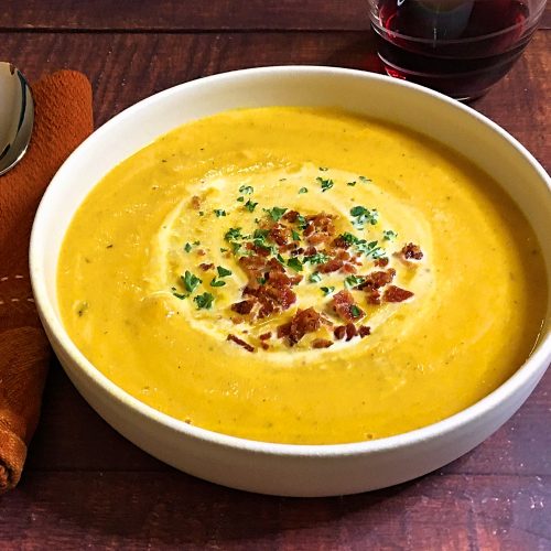 Cream of Rutabaga Carrot Soup with Maple Syrup