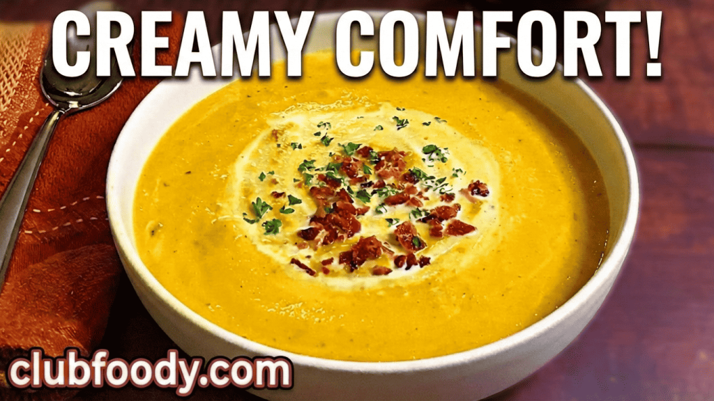 Cream of Rutabaga Carrot Soup with Maple Syrup