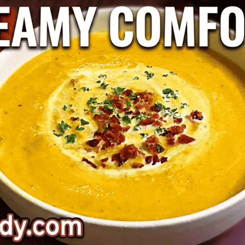 Cream of Rutabaga Carrot Soup with Maple Syrup