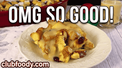 Eggnog Bread Pudding with Rum Sauce