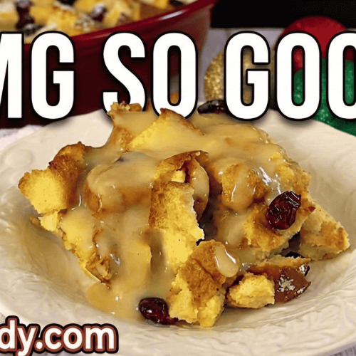 Eggnog Bread Pudding with Rum Sauce