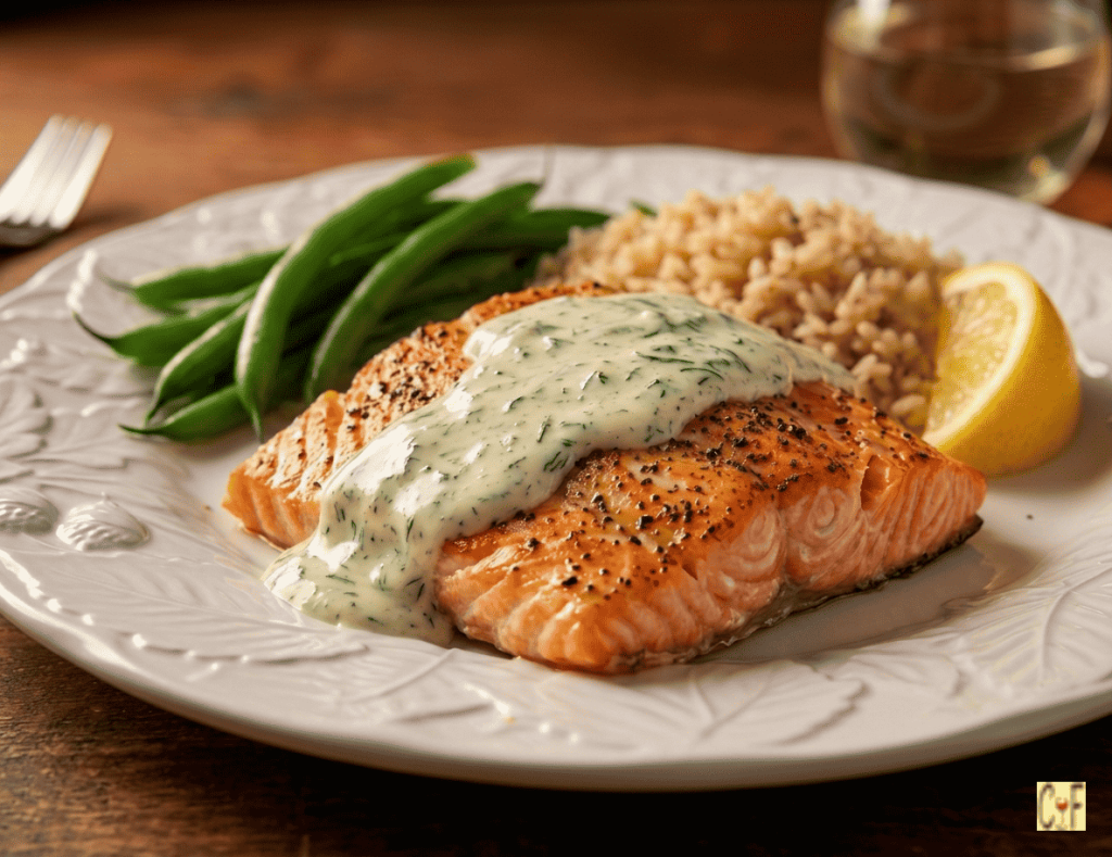 Baked Salmon with Dill Sauce
