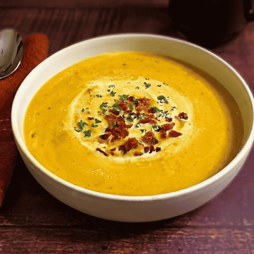 Cream of Rutabaga Carrot Soup with maple Syrup