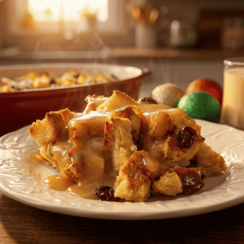 Eggnog Bread Pudding with Rum Sauce