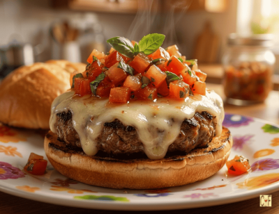 Italian Burgers with Tomato Slaw