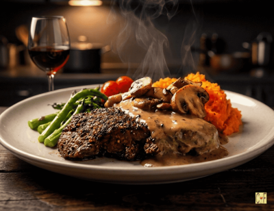 Steak au Poivre (Steak with Peppercorn Sauce)