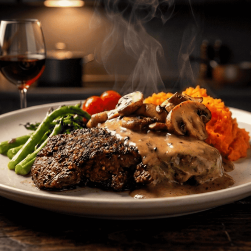 Steak au Poivre (Steak with Peppercorn Sauce)