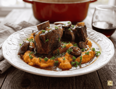 Braised Beef Short Ribs with Sherry & Shiitake