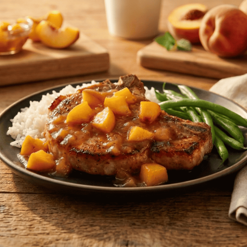 Pork Chops with Spicy Peach Sauce