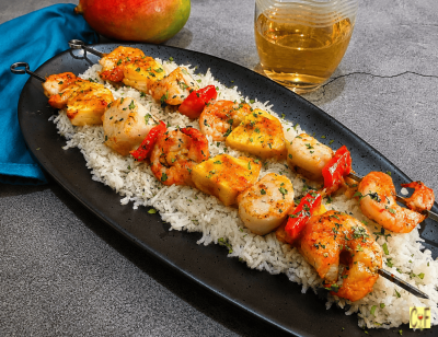 Mango Chili Shrimp & Scallop Skewers