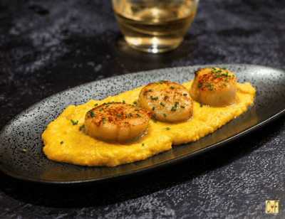 Scallops with Smoky Cream Corn Sauce
